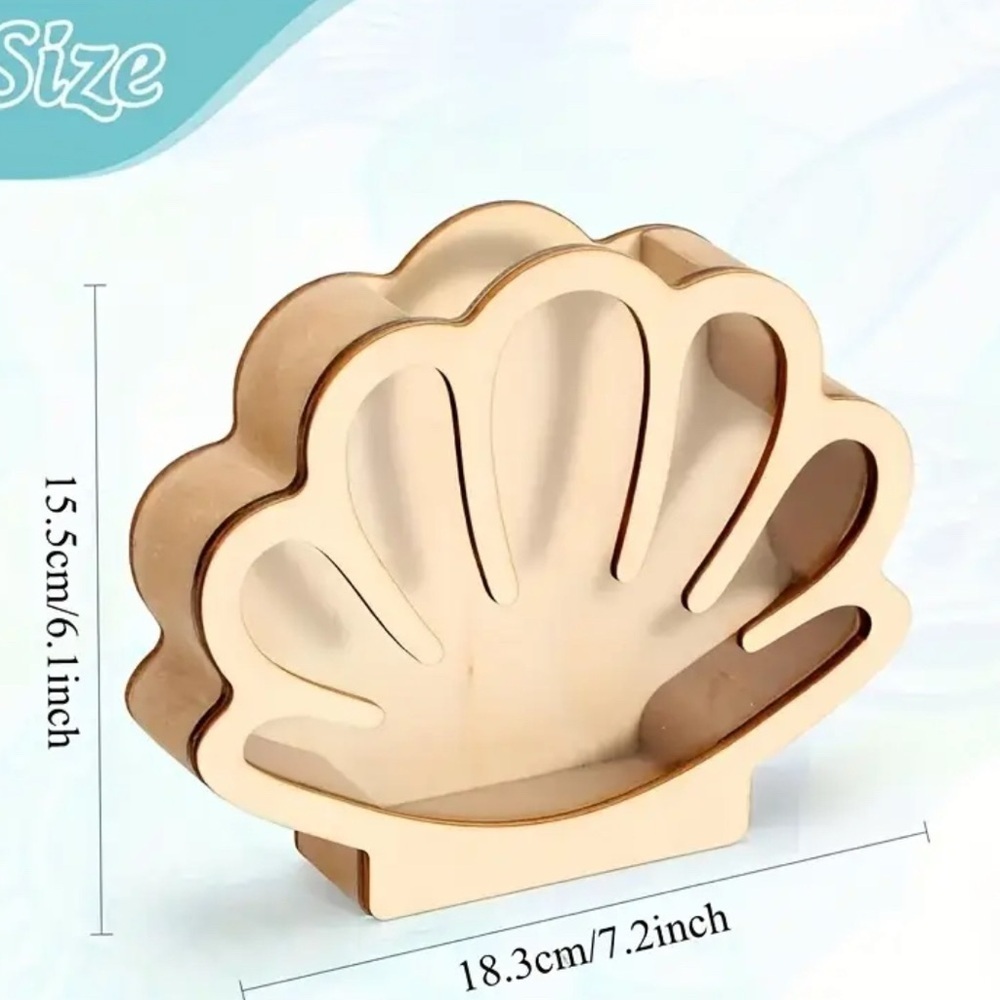Shell-Shaped Wooden Beach collection Home Accent coastal decor handmade - Picture 4 of 4